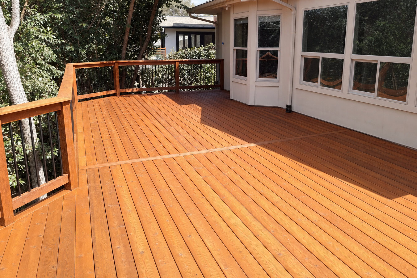 Cedar wood deck construction
